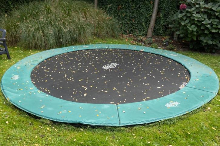 Trampoline Berg flatground 380 cm groen, Kinderen en Baby's, Speelgoed | Buiten | Trampolines, Zo goed als nieuw, Ophalen