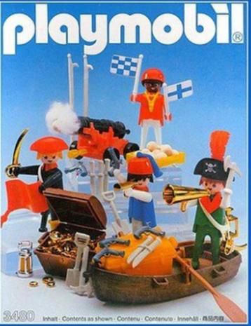 Playmobil 3480; Piraten met roeiboot, canon en schat  (1980- beschikbaar voor biedingen