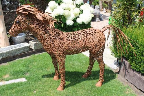 Standbeeld van een paard in smeedijzer per kleur, Tuin en Terras, Tuinbeelden, Nieuw, Dierenbeeld, Metaal, Ophalen
