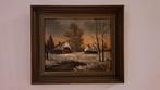R. DELEU - Winterlandschap - schilderij, Ophalen of Verzenden