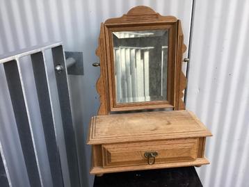 Miroir psyché ancien avec petit meuble tiroir h 55 cm disponible aux enchères