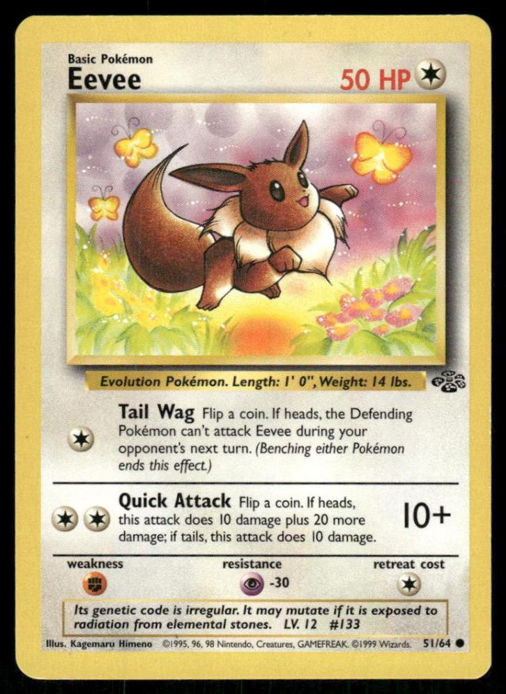 Eevee 51/64 - Jungle, Hobby en Vrije tijd, Verzamelkaartspellen | Pokémon, Gebruikt, Verzenden