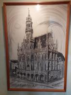 stadhuis Oudenaarde houtskool tekening, Antiek en Kunst, Ophalen