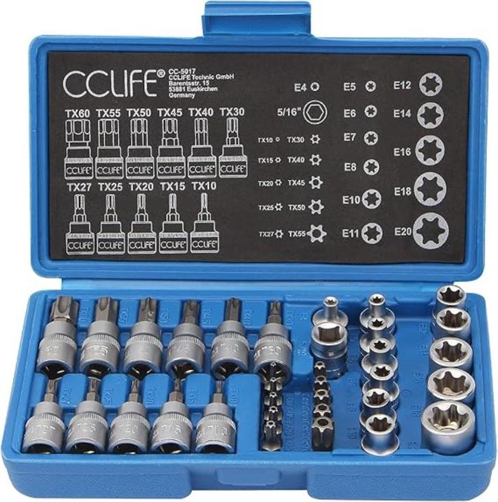 CCLIFE 34 delige set met torx doppen SNELLE GRATIS LEVERING, Auto diversen, Autogereedschap, Nieuw, Verzenden