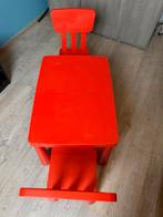 Ikea Mammut tafel en 2 stoelen rood, Enlèvement, Comme neuf, Chaise(s)