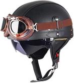 Retro lederen motorhelm | GRATIS LEVERING, Motoren, Kleding | Motorhelmen, M, -, -, Overige typen