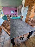 Eettafel + 6 rotanstoelen, Huis en Inrichting, Tafels | Eettafels, Ophalen, 50 tot 100 cm, Zo goed als nieuw, Vijf personen of meer