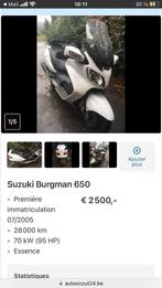 Moto 650 burgman parfait etat, Comme neuf, Enlèvement
