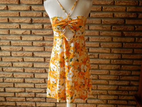(109)- robe femme t.38 orange - H&M -, Kleding | Dames, Jurken, Zo goed als nieuw, Maat 38/40 (M), Oranje, Boven de knie, Ophalen of Verzenden