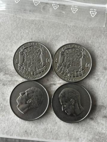 4x Belgische 10 frank munten (Boudewijn I – 1972 & 1978) beschikbaar voor biedingen