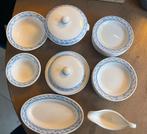 18 delig antiek kinderservies met blauwe zwaantjes, Ophalen