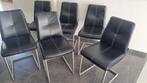 6 eetkamerstoelen, Huis en Inrichting, Ophalen, Zwart, Leer, Zo goed als nieuw
