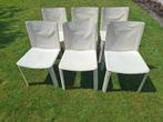 6 vintage CIDUE leder  stoelen, Huis en Inrichting, Stoelen, Ophalen, Gebruikt, Wit, Metaal