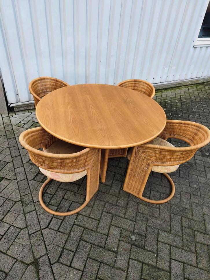 Prachtige Vintage Rotan Eethoek - Luit van der Helm - Design, Verzamelen, Retro, Ophalen