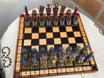 Magnefiek schaakspel, zware handgeschilderde metalen stukken, Ophalen of Verzenden, Zo goed als nieuw