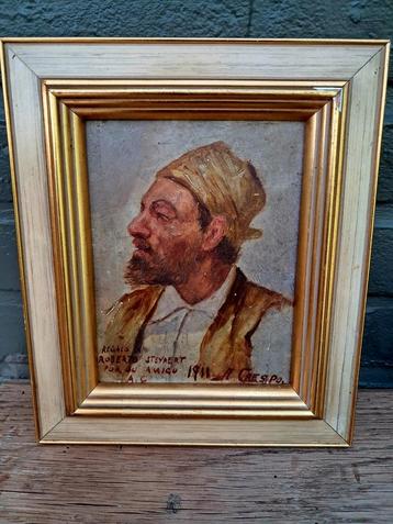 Antiek schilderij op paneel ,Gesigneerd,1911 beschikbaar voor biedingen