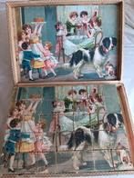 Antieke blokpuzzel met kinderspelletjes, ca. 1900, Ophalen of Verzenden