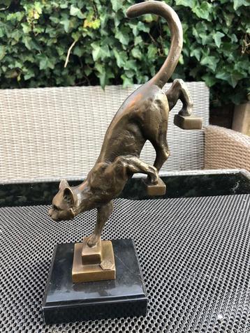bronzen poezen beeld kat  beschikbaar voor biedingen