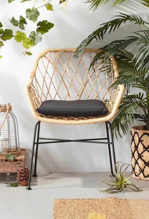 Set van 4 tuinstoelen in wicker, Tuin en Terras, Tuinstoelen, Gebruikt, Kunststof, Ophalen