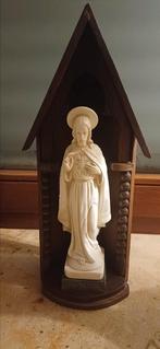 Beeld Jezus granieten voet met houten schrijn, Antiek en Kunst, Ophalen