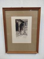 Pentekening “de Oude Beurs-Antwerpen” H.Lauriks '72 in kader, Antiek en Kunst, Ophalen of Verzenden