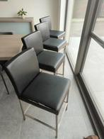 4 Barstoelen inox onderstel (zithoogte 67cm), Huis en Inrichting, Barkrukken, 60 tot 90 cm, Metaal, Gebruikt, Ophalen