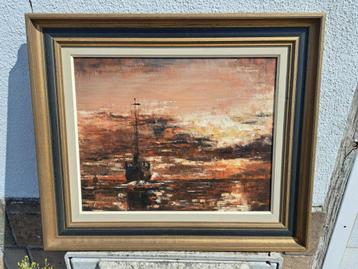 Huile sur toile marine clair obscur signe beschikbaar voor biedingen