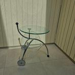 Vintage bijzettafel op wieltjes, Huis en Inrichting, Ophalen, Glas