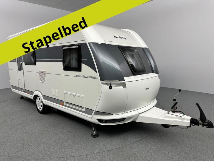Hobby Excellent Edition 490 KMF Stapelbed Mover MET STALLING, Caravans en Kamperen, Caravans, tot en met 5, Treinzit, Hobby, Dwars-stapelbed