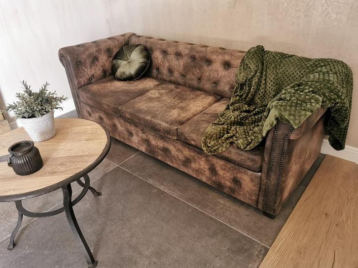 Chesterfieldlook 3-zit, Huis en Inrichting, Fauteuils, Gebruikt, Stof, Ophalen