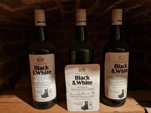 3 Authentieke Black & White whisky 750ml - jaren 1970, Verzamelen, Wijnen, Zo goed als nieuw, Overige typen, Overige gebieden