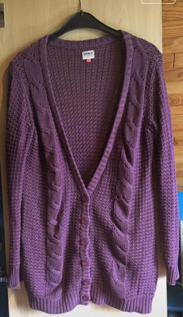 Gilet en maille violet/rouge de la marque Only, Taille 42/44 (L), Only, Comme neuf, Violet