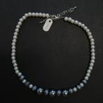 Ketting met zilveren en zwart gemarmerde parels, Handtassen en Accessoires, Kettingen, Verstelbaar, Nieuw, Ophalen of Verzenden