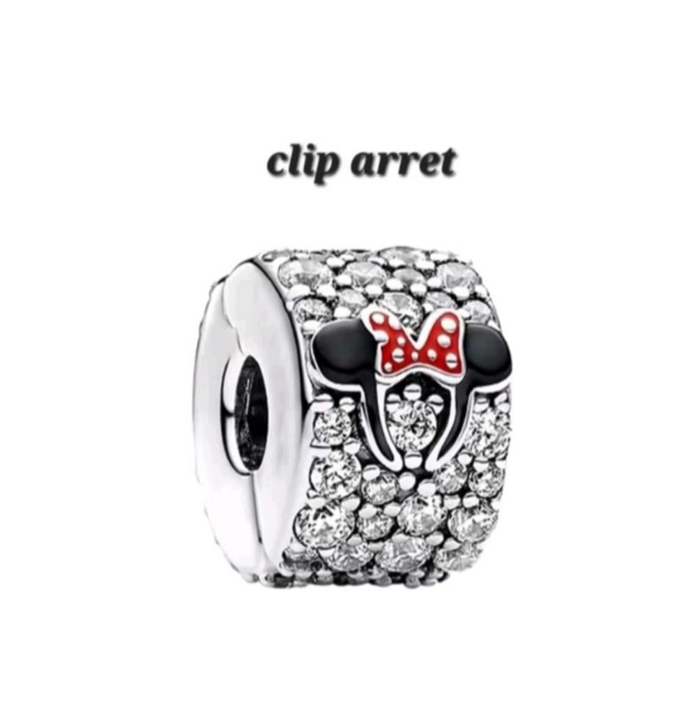 Lot de 2 clips Mickey & Minnie Pandora + 1 cle, Argent, Pandora
