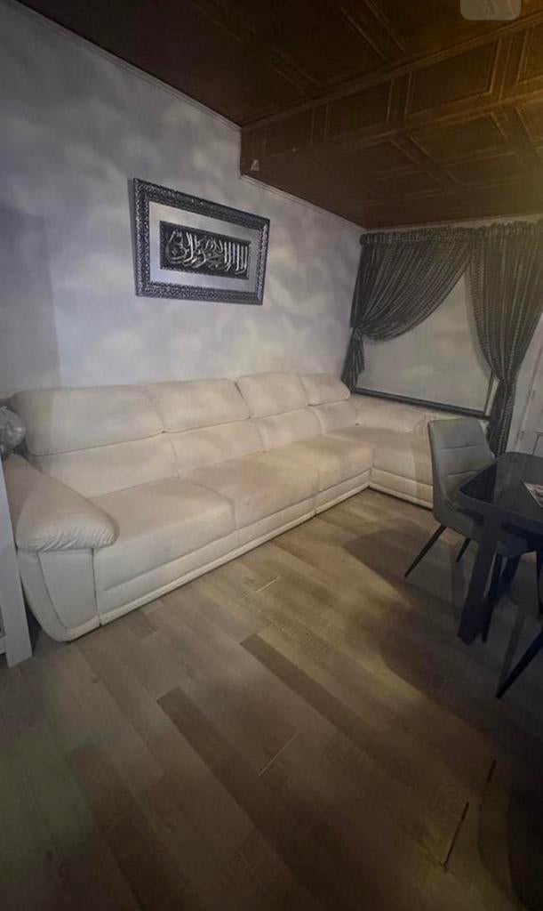 Witte bank van leer, Maison & Meubles, Ameublement | Revêtements de sol, Enlèvement, Comme neuf