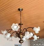 Antieke lamp kroonluchter kroonluster brons, Huis en Inrichting, Lampen | Kroonluchters, Ophalen, Glas