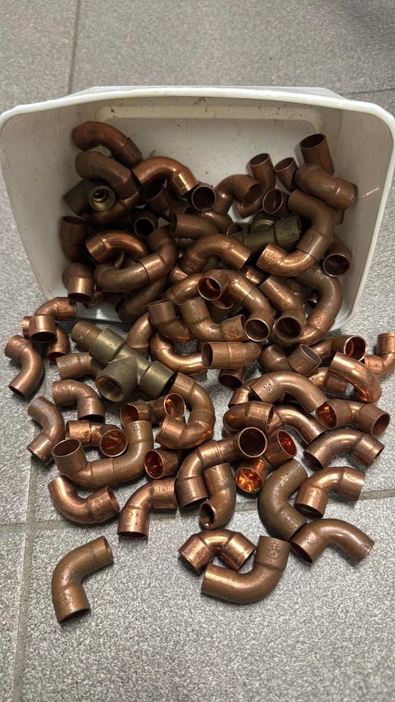 Koperen buisfittingen dia.  12mm 90, Ophalen, Nieuw
