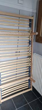 Dubbele lattenbodem met poten en nieuwe matras van 1,8 op 2m, Bruin, Tweepersoons, Ophalen of Verzenden, Zo goed als nieuw