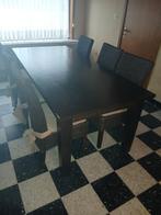 Koloniale  tafel + 6 rieten stoelen  met kussens., Huis en Inrichting, Ophalen