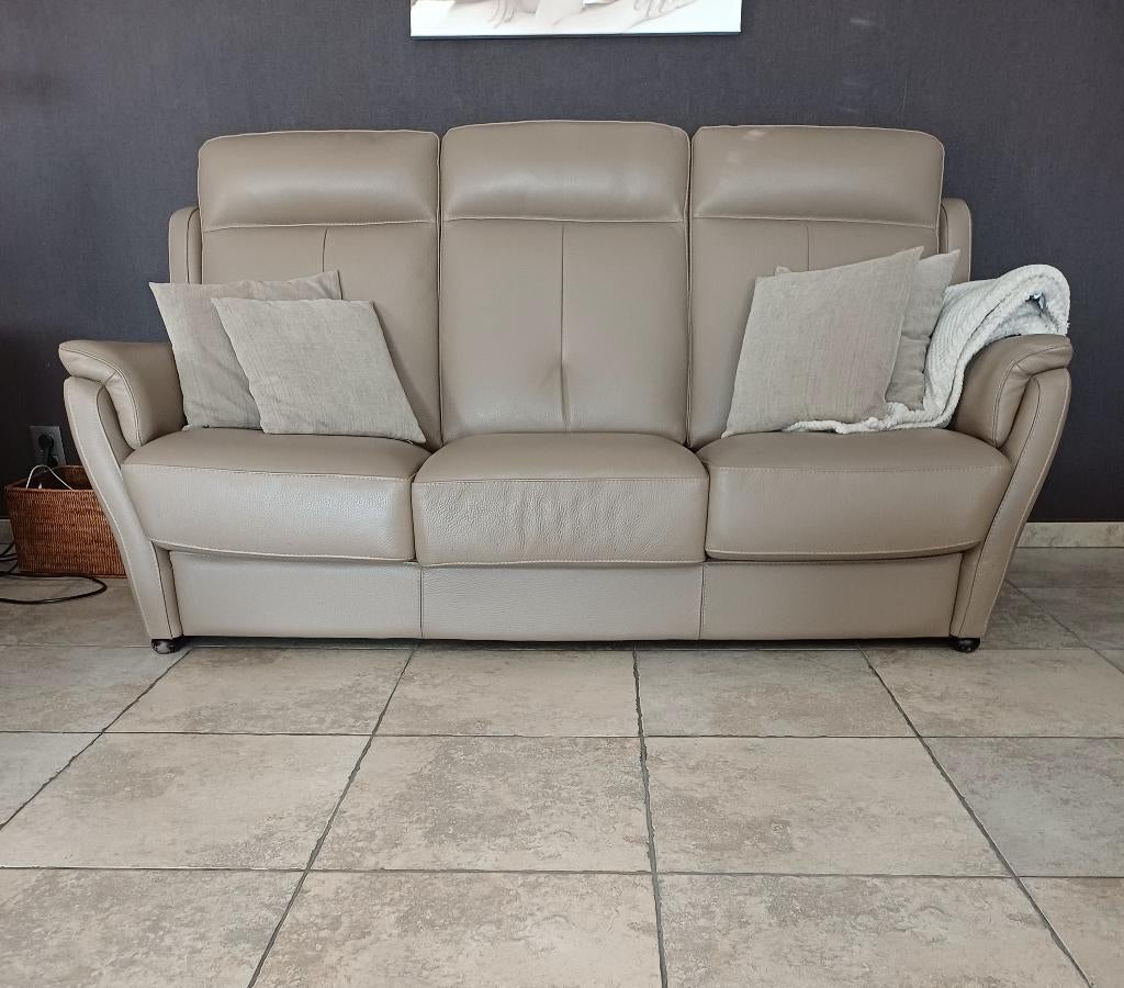 Lederen Salon 2 x relax en 1 x canapé., Ophalen, Zo goed als nieuw, Leer