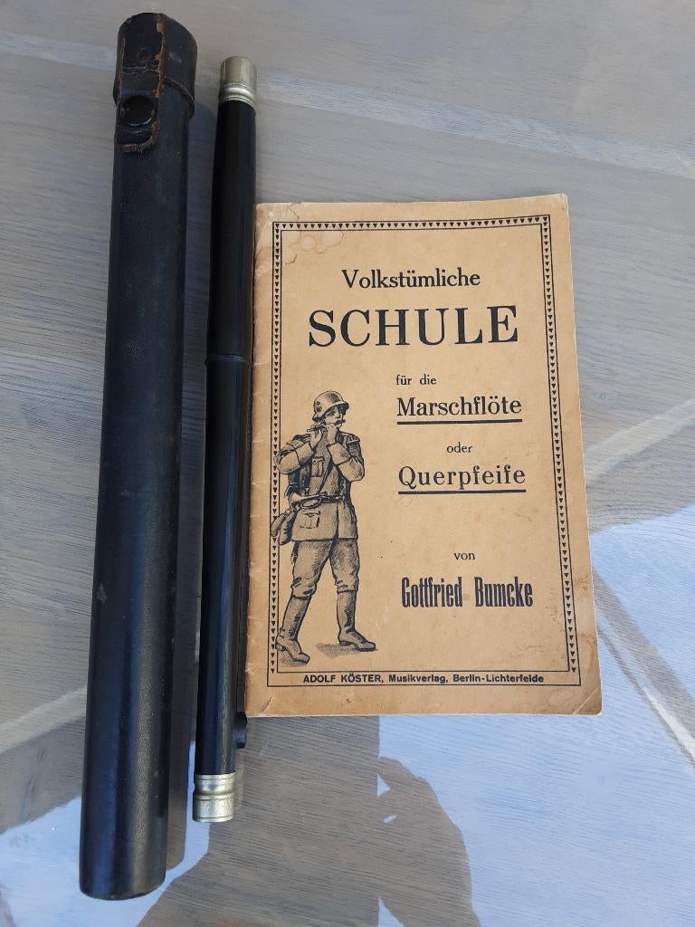 Hitlerjugend Marsfluit inclusief origineel lederen foudraal, Verzamelen, Militaria | Tweede Wereldoorlog, Ophalen of Verzenden