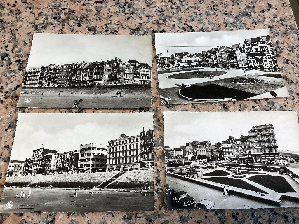 Lot de 4 cartes postales avec photo HEIST aan zee, Collections, Enlèvement ou Envoi, 1940 à 1960, Non affranchie, Flandre Occidentale