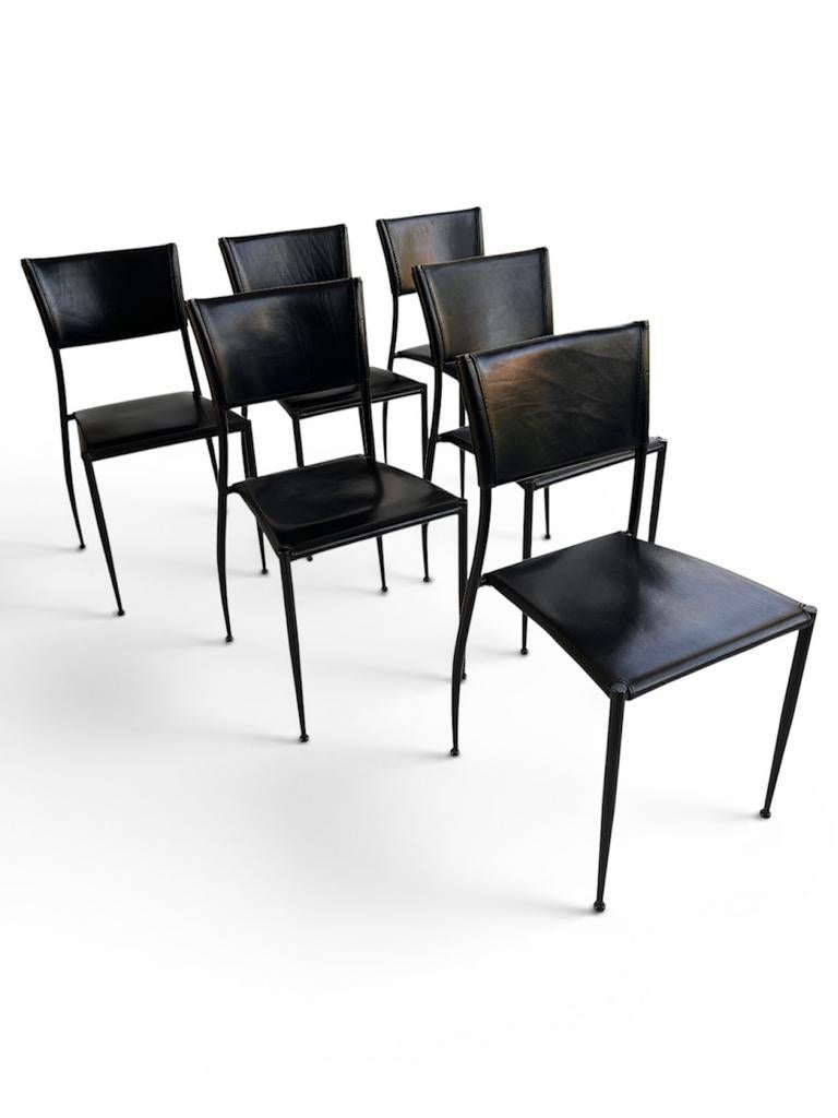 Fasem tuiglederen stoelen, Huis en Inrichting, Stoelen, Zo goed als nieuw, Vijf, Zes of meer stoelen, Leer, Zwart, Ophalen