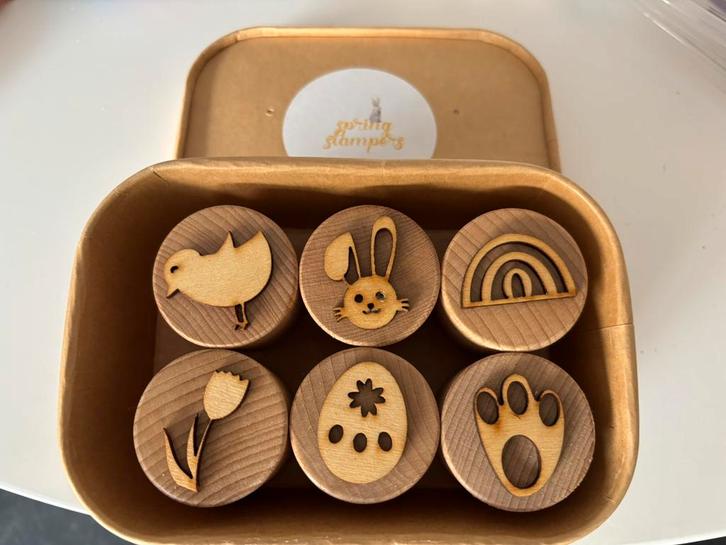 Houten stempels voor speelzand/speeldeeg, Hobby & Loisirs créatifs, Estampage, Comme neuf, Enlèvement ou Envoi