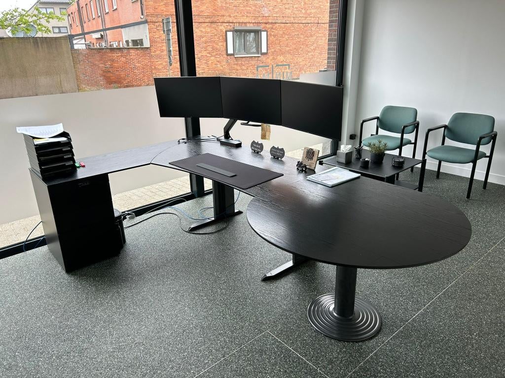 Directiebureau Bulo Rondo | Hoekbureau | Met vergaderaanbouw, 172 cm, Autres marques, Comme neuf, Avec tiroirs