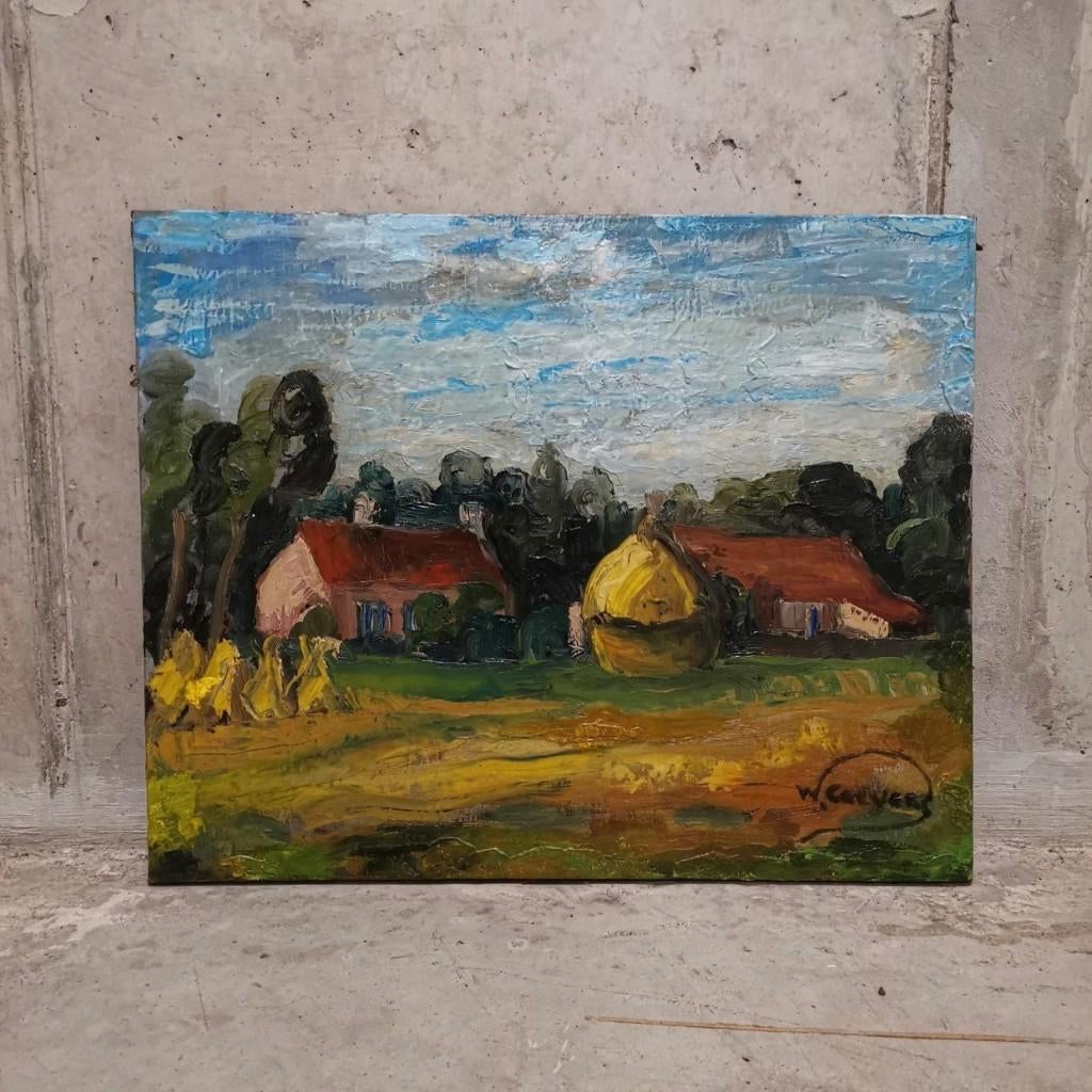 Journée d'été dans la cour flamande (ca1950)-William Clevers, Antiquités & Art, Art | Peinture | Moderne, Enlèvement