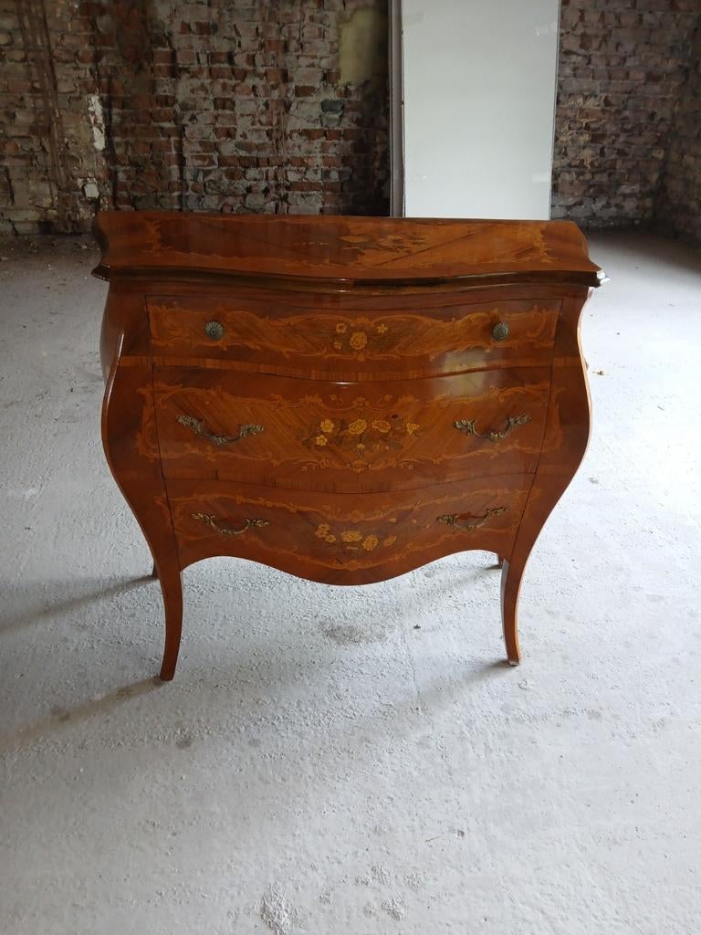 Meuble 3 tiroirs Marqueterie ancienne antiquité, Maison & Meubles, 70 cm ou plus, 65 cm ou plus, Comme neuf, Enlèvement