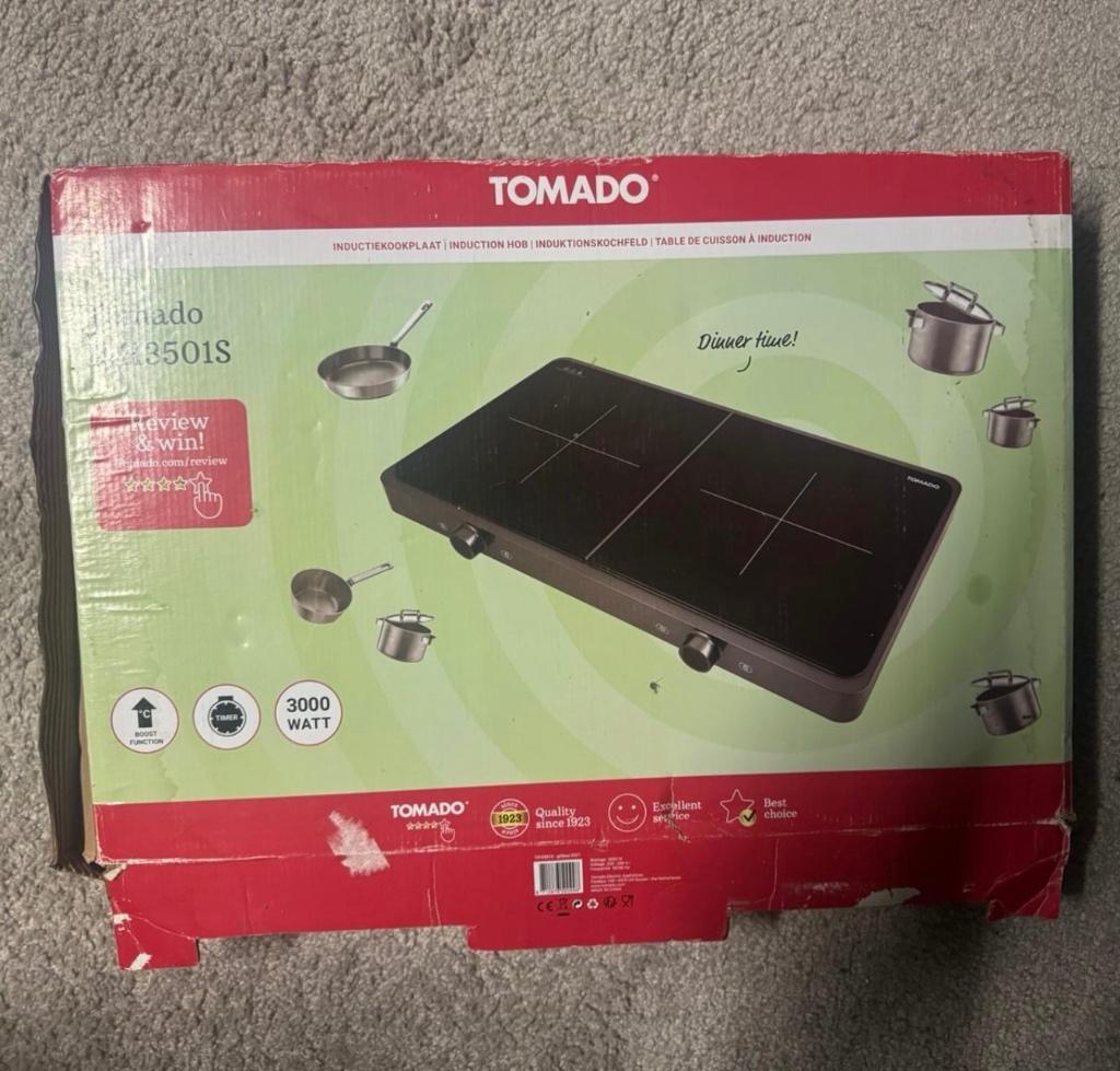 Tomado inductiekookplaat — 3000W — nieuw, Nieuw, 3 kookzones of minder, Ophalen of Verzenden, Inductie