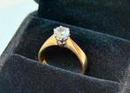18K gouden solitaire ring 1 natuurlijke diamant van 0.58ct!, Bijoux, Sacs & Beauté, Bagues, Or, 17 à 18, Jaune, Enlèvement ou Envoi