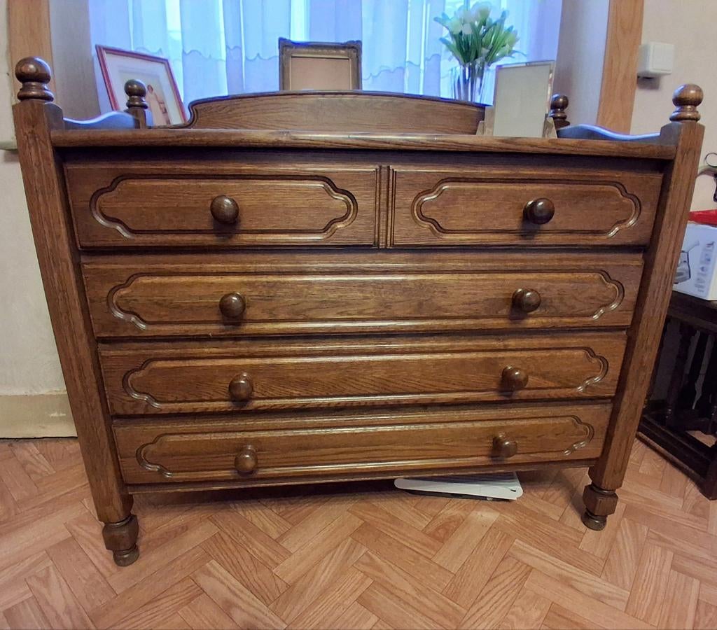 Commode à 5 tirroirs en chêne, Maison & Meubles, Armoires | Commodes, Chêne, Enlèvement